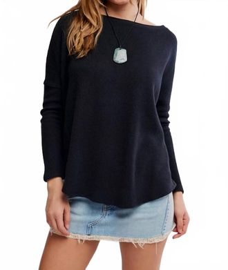 Free People Latte Blues Thermal Solid Top In Black