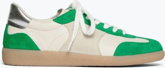 Freda Salvador Womens Jackie Court Sneaker In Green Suede Combo