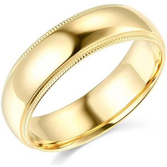 Pompeii3 7mm Milgrain Plain High Polished Dome Wedding Band 10k White, Yellow, Rose Gold