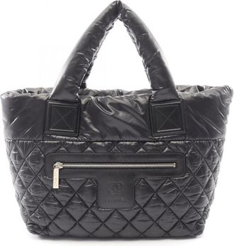 Chanel Black Bordeaux Nylon Leather Handbag Tote Bag (Pre-Owned)