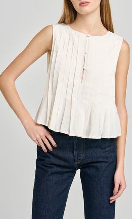 Wayf Romy Pleated Top in Ivory at Nordstrom, Size X-Large