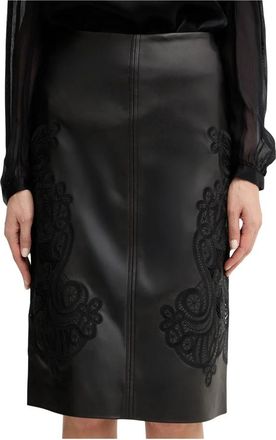 Twinset Midi Straight Skirt - Dames - Kokerrokken - Zwart - XS - Leer - Rokken