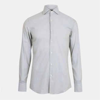 HUGO BOSS Mens Spread Collar Long Sleeve Shirt in Medium Green - Size 36 inch (Tall)