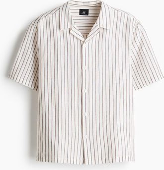 H&M Freizeithemd aus Leinengemisch in Relaxed Fit - White