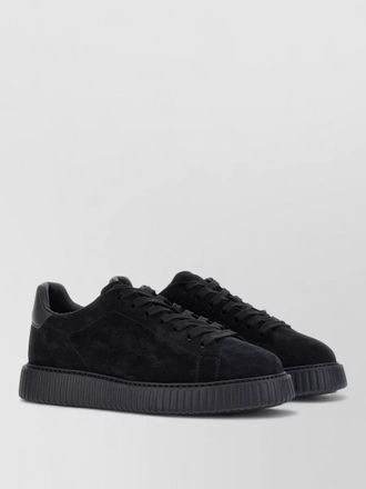 Hogan suede sneakers round toe rubber sole