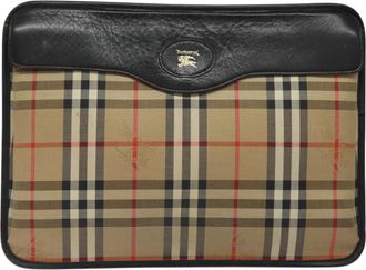Burberry Nova Check Beige Canvas Clutch Bag (Pre-Owned)