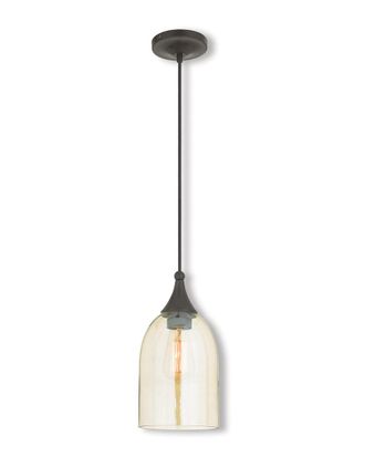Livex Lighting Livex Art Glass 1-Light English Bronze Mini Pendant