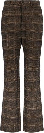 Philosophy di Lorenzo Serafini Tailored broek met ruitpatroon - Dames - Wijde Broeken - Bruin - XS - Wol - Broeken