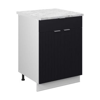 Vicco Mueble Bajo De Cocina Fame-line, Rayas Negras, 60 Cm Con Caj&oacute;n, Et M&aacute;rmol Vicco