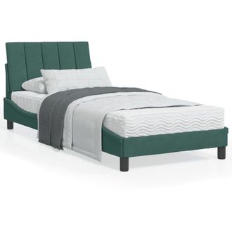 vidaXL Cama Con Colch&oacute;n Terciopelo Verde Oscuro 90x200 Cm Vidaxl