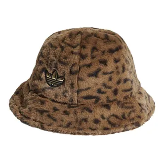 adidas Originals SPRT Faux Fur Printed Bucket Hat Brown Black H35548