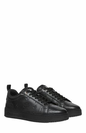 MCM Neo Terrain Lo Sneakers in Monogram Leather in Black at Nordstrom, Size 45