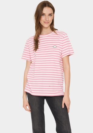 Saint Tropez T-Shirt SAINT TROPEZ GanikaSZ T-Shirt, Damen, Gr. XS (34), rosa (chateau rose), Jersey, Obermaterial: 100% Baumwolle, gestreift, Rundhals, Shirts T-Sh