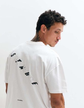 AllSaints Upstaged - T-shirt bianca a maniche corte con logo grafico-Bianco