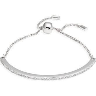 Nordstrom Cubic Zirconia Adjustable Tennis Bracelet in Clear- Silver at Nordstrom