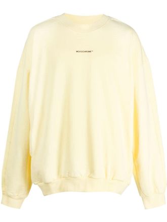 Monochrome T-shirt met logo-reli&euml;f - Geel