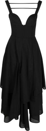 A.W.A.K.E. Jurk Met Rok Met Meerdere Panelen - Dames - Casual kleedjes - Zwart - XS - Wol - Kleedjes