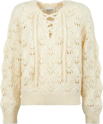 Isabel Marant V-neck Knitwear, female, Beige, Size: S Wendy Sweater