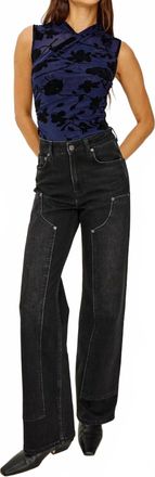 Rails Lauris Velvet-Flocked Top In Navy