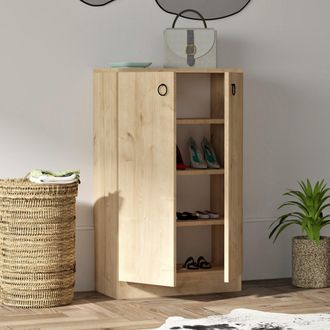 Dmora Zapatero Piario, Mueble Para Zapatos 3 Estantes, 2 Puertas, 4 Compartimentos, 60x32x100h Cm Olmo Marr&oacute;n