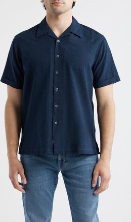 James Campbell Ephesia Slub Cotton Camp Shirt in Navy at Nordstrom, Size Xx-Large
