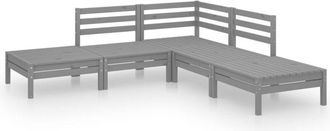 vidaXL 5 Piece Garden Lounge Set Solid Pinewood Grey Vidaxl