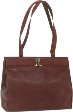 Ferragamo Pre-owned Handbags, female, Brown, Size: ONE SIZE Pre-owned Leather Shoulder Bag