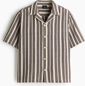 H&M Hemd in Regular Fit - Dunkelbraun/Gestreift