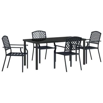 Berkfield Home 5 Piece Garden Dining Set Anthracite Steel in Black