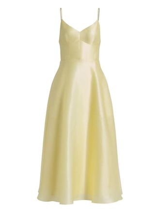 Alberta Ferretti spaghetti-strap V-neck midi dress - women - Silk - 38 - Yellow