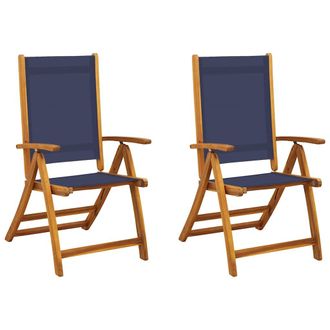 vidaXL Vidaxl - Sillas De Jard&iacute;n Plegables 2 Uds Madera Maciza Acacia Textileno