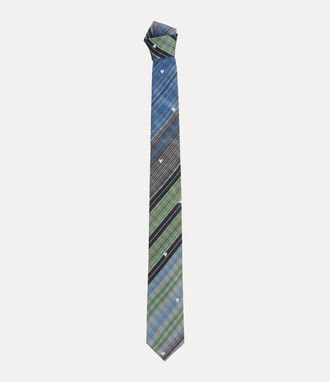 Vivienne Westwood Tie 7cm Herringbone Stripe Light Blue Men