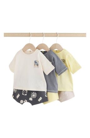 Next Cotton T-Shirts & Shorts Assorted 6-Pack in Grey at Nordstrom, Size 9-12M