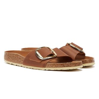 Birkenstock Madrid Big Buckle Oiled Leather Womens Cognac Sandals - Brown - Size UK 7.5
