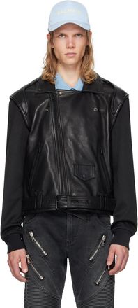 902 BALMAIN レザージャケット 7号 ファー ライナー ベルト付き M 1002100914330-1.jpg