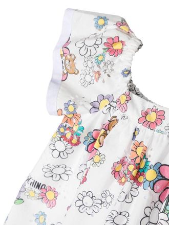 Moschino Toy-Flower Appliqu&eacute; Cotton Dress - White