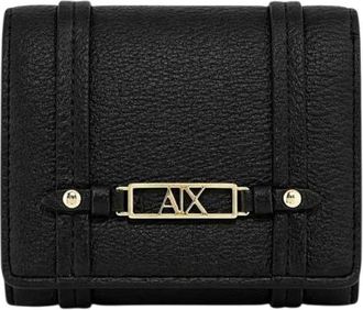A|X Armani Exchange Accessoires, Dames, Zwart, ONE Size, Leer, Portemonnee met logo-applicatie