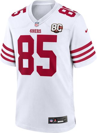 Nike George Kittle San Francisco 49ers 80th Anniversary Nike Mens NFL Game Jersey in White | 67NMSAGR9BF-2MR