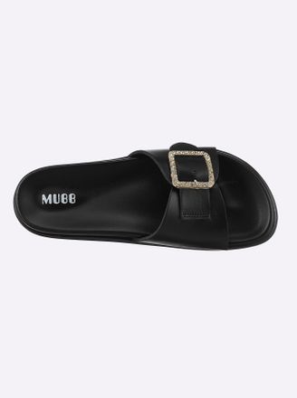 Mubb Badepantolette MUBB, Damen, Gr. 36, schwarz, Glattleder, Schuhe Badepantolette