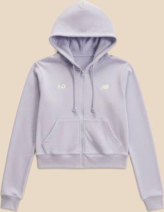 New Balance Mujer Australian Open Coastal Fleece Full Zip en P&uacute;rpura, Vell&oacute;n de algod&oacute;n, Talla L