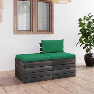 vidaXL 2 Pcs Conjunto De Paletas Con Cojines De Pino Masivos