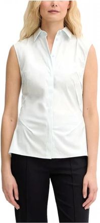 HUGO BOSS Ribgebreide top met boothals - Dames - Tops zonder mouwen - Wit - S - Tops