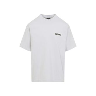 Balenciaga White Crewneck Tape Logo T-Shirt