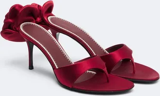 Magda Butrym Floral-appliqu&eacute; satin thong sandals
