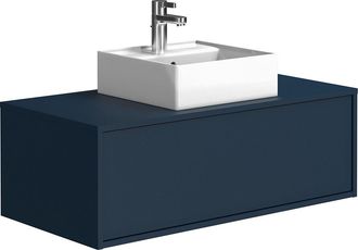 Vente-Unique Mueble de baño flotante color azul noche con lavabo - 94 cm - TEANA II