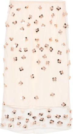 Forte_Forte flower-detail midi skirt - Neutrals