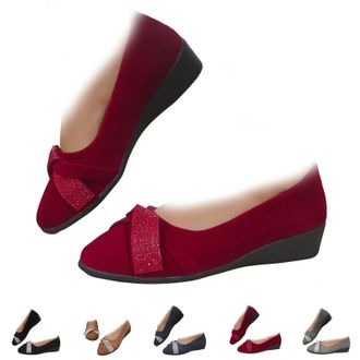Generic Womens Lightweight Fashion Rhinestone Wedge Shoes Low Heel Slip On Shoes, Pointed Toe Dress Shoes for Women, Sparkly Comfortable Ballet Flats for Work
