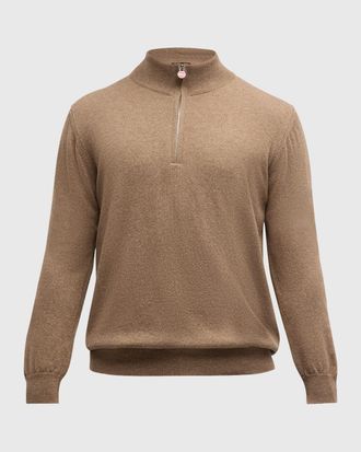 Kiton Men & apos;s Cashmere Quarter-Zip Sweater
