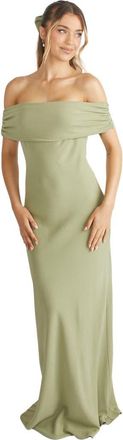 Six Stories Bardot Crepe Bridesmaid Dress in Sage at Nordstrom, Size 12