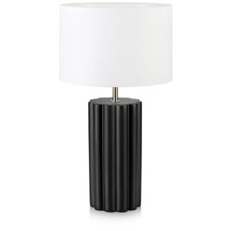 Markslöjd Column Lampada da tavolo nera con paralume rotondo bianco - Markslojd
